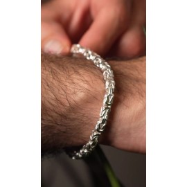 Pori Jewelry Men's Solid 925 Sterling Silver 4.5MM Square Byzantine 8" Bracelet