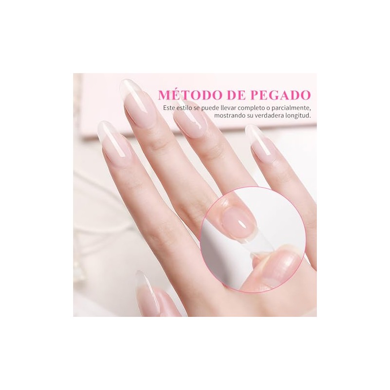 Nivofu 600 Pcs Uñas Postizas Transparentes, Falsas Nail Tips Almendra