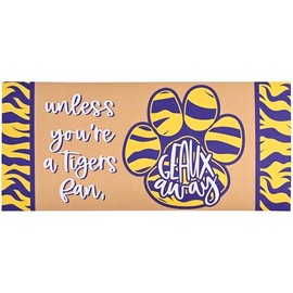 Dicksons Magnolia Garden 22 x 10 Inch Rubber Indoor Outdoor Non-Slip Doormat Insert for Entryway, Purple & Gold Tone, Tigers Fan