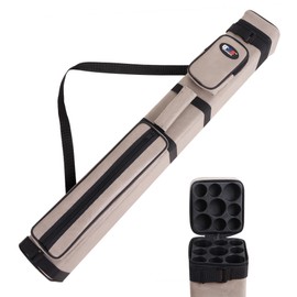 GSE Games & Sports Expert 3x6 Hard Pool Cue Case, Billiard Stick Carrying Bag for 3 Sticks, Holds 3 Butts and 6 Shafts, Pool Cue Cases, Billiards Accessories - Grey