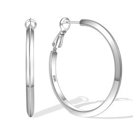 MOROTOLE Hoop Earrings for Women, Sterling Silver Earrings for Women Hypoallergenic Earrings for Women Aretes de Plata 925 para Mujer Big Large Silver Hoop Earrings Thin Silver Hoop Earrings 40mm