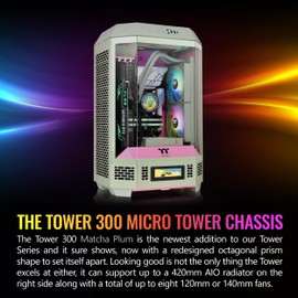 Thermaltake Tower 300 Summer Edition Matcha Plum Micro-ATX Case; 2x140mm CT Fan Included; Supports Up to 420mm Radiator; Horizontal Display Capable; CA-1Y4-00SJWN-00; 3 Year Warranty
