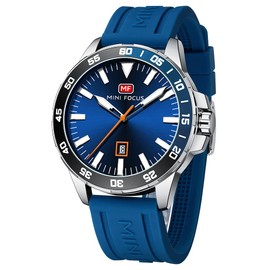 AIMES Mens Watches Stylish Casual Sports Military Watch for Men Quartz Luminous Calendar Easy Read Blue Silicone Band Waterproof Unique Wristwatch