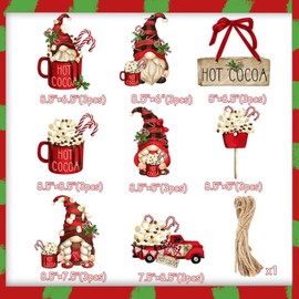 Christmas Tree Decorations, Pack of 24 Christmas Pendants, Gnome Set, Wooden Pendants, Christmas Pendant for DIY Christmas Tree, Advent Calendar, Decoration, Christmas Tree Pendants