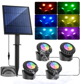 T-SUN Solar Pond Light, Super Bright LED Underwater Color Changing Solar Lights RGB Submersible Fountain Lights IP68 Waterproof Fish Tank Light for Aquarium Garden Pool Fountain Pond