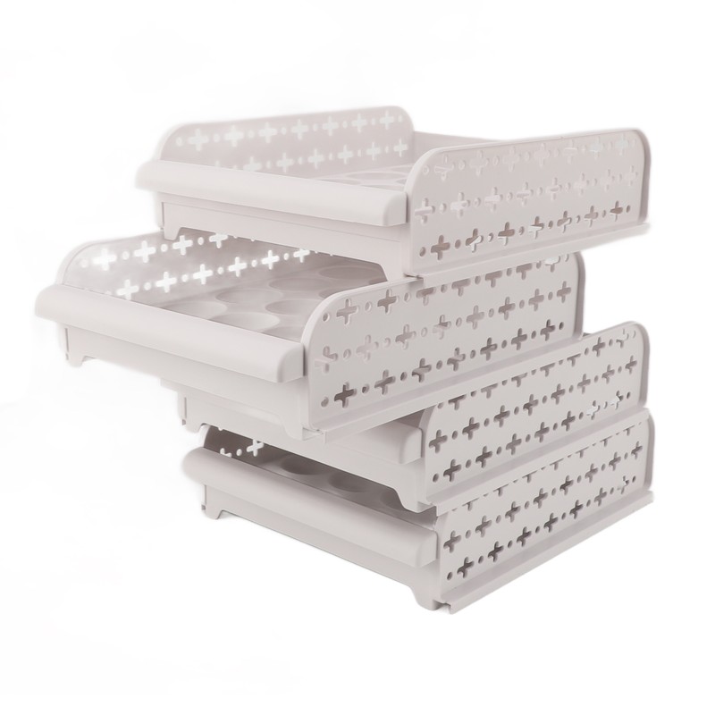 4PCS Egg Container for Refrigerator PP Stackable Shockproof Egg Drawer