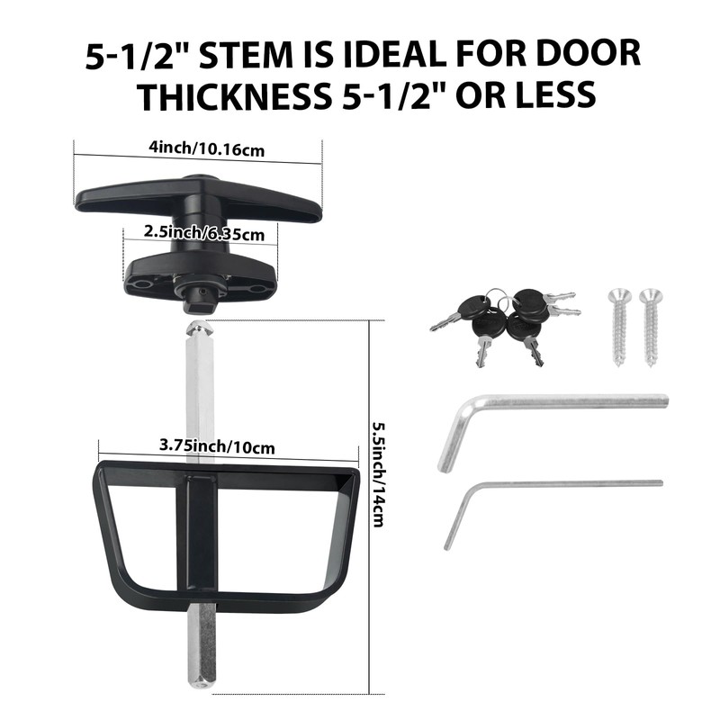 Shed Door Latch T-Handle Lock Kit with 5 Keys,BTEOBFY 5-1/2"