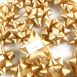 Worlds Gold Confetti Gift Bows Star Gift Bows for Christmas Gift Wrap Bows 3-3/4" Inch(15 Pack)