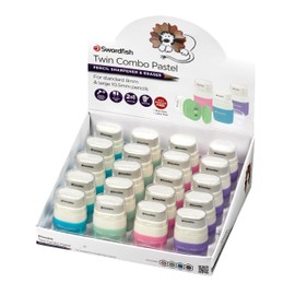 Swordfish ‘Twin Combo’ Pastel Double-Hole Pencil Sharpener and Eraser [Pack of 20] Assorted Colours [40380]