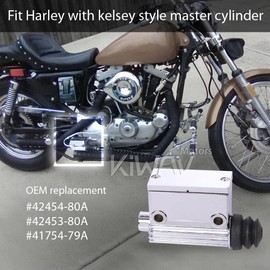 KiWAV Rear Master Cylinder Brake 5/8 inch Bore Chrome Billet compatible for Harley-Davidson OEM# 42453-82A 42454-82