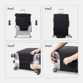 OrgaWise Luggage Covers for Suitcase - Fashionable Protector, Elastic Washable & Stretchable Suitcase covers for luggage, Anti-scratch - Fits 18-32 Inch Luggage（Black M）