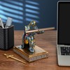 Akulgaci Medieval Knight Pen Holder with Sword, Kneeling King's Guard