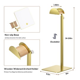 TIPSYTREE 2 Pack Purse Holder Handbag Display Stand - Gold Hanger Rack Showing Bags, Purses, and Wreath, Adjustable Hook Stand for Tabletop, Closet, Desk, and Retail Use