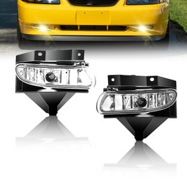Shocklight Fog Lights Compatible with 1999 2000 2001 2002 2003 2004 Ford Mustang, A Pair Of Front Bumper Lamp With Clear Lens And Switch & Wiring Harness