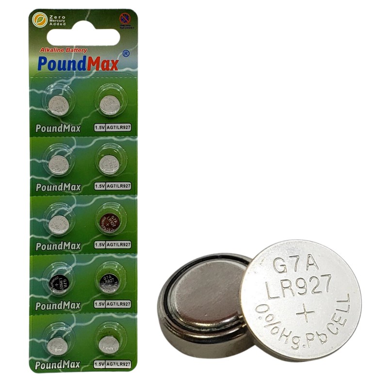 PoundMax AG7 LR927 Batteries 1.5v Alkaline Button Cell Battery -