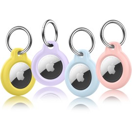 Mugust Holder for AirTag Holder with Keychain - Durable 4-Pack Air Tag Holders for Keys, Pets, Luggage, Backpacks