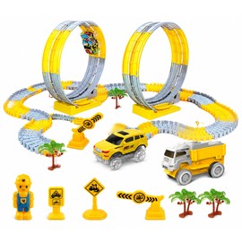 Flexible Electric Track Car Toy Set for Kids – Customizable Racing Track with LED Car, Engineering Theme & Creative Play Fun