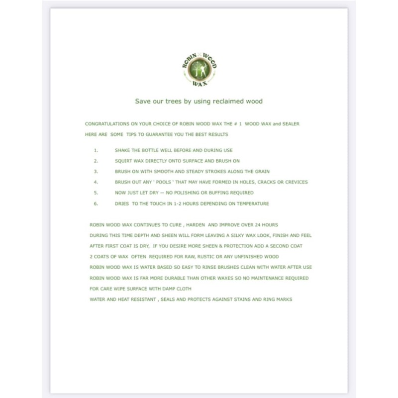 Robin Wood Wax 2 in 1 Wax and Sealer 8