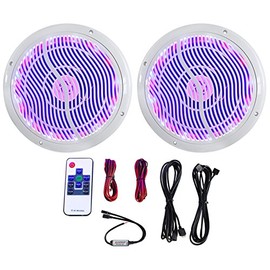 Rockville RMC80LW 8" 800w 2-Way White Marine Speakers w Multi Color LED + Remote
