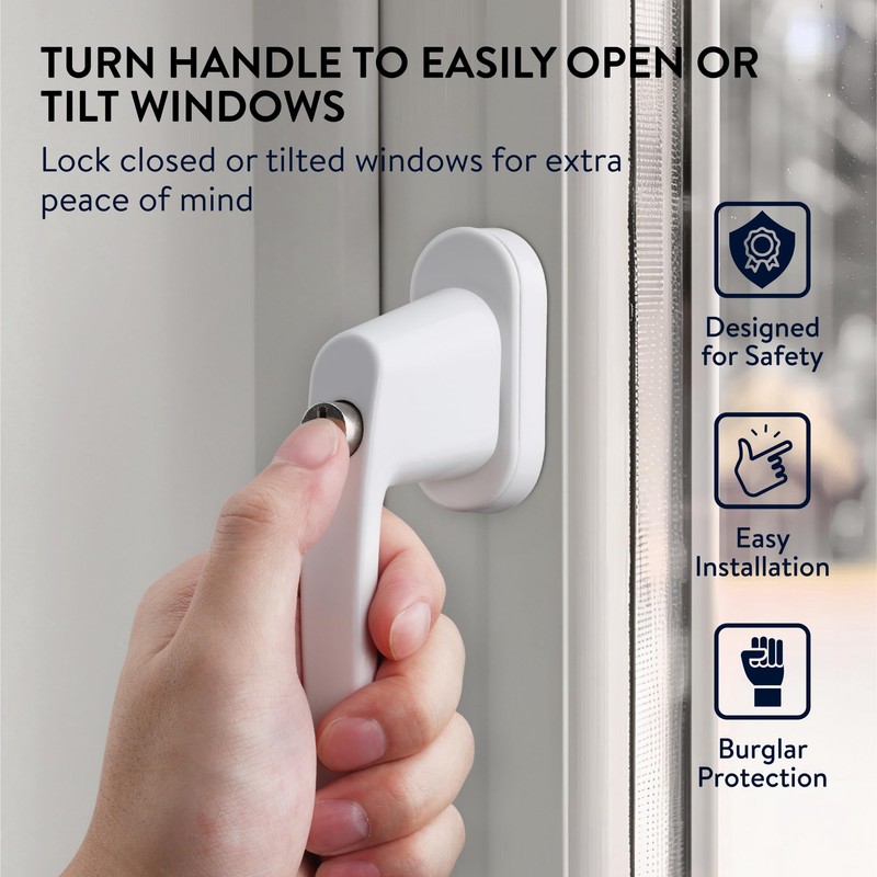 kwmobile Window Handle Lockable - Window Lock with Button and