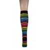 Macahel Ladies Girls Striped Knee high Socks 4-8 (Dark Rainbow)