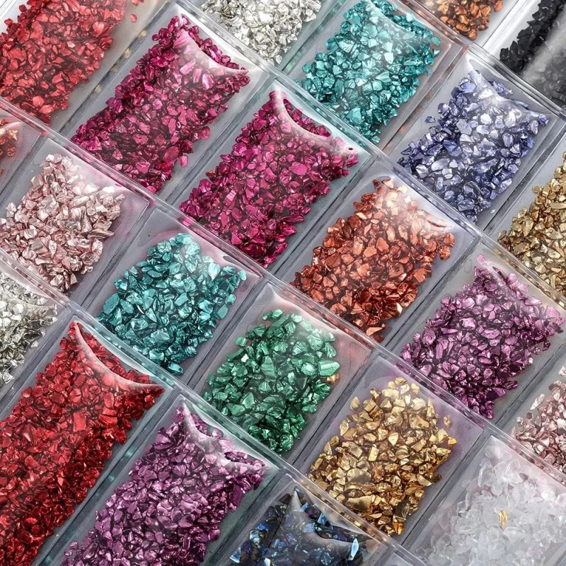Crushed Glass 6 Colores Piedras Cristal Triturado Strass Maquillaje Resina