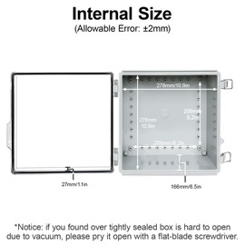 HoHaing Junction Box,IP67 Waterproof Electrical Box Hinged Clear Cover,Electrical Enclosure with Stainless Steel Latch,Terminal Box with Mounting Plate,Wire Connector,Electrical Tapes,11.8"x11.8"x7.1"