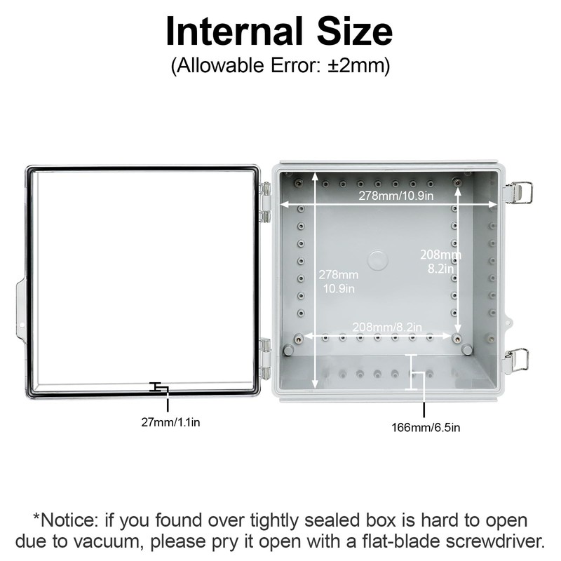 HoHaing Junction Box,IP67 Waterproof Electrical Box Hinged Clear Cover,Electrical Enclosure