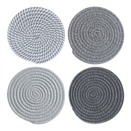 4 PCS Woven trivets Set for Hot Dishes,100% Pure Cotton hot Pot Holder for countertop,Pot trivets、Hot Pads、Spoon Rest for Cooking and Baking by Diameter 7 Inches