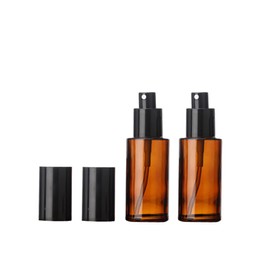 2Pcs 60ML/2oz Empty Amber Glass Fine Mist Spray Bottles Refillable Travel Makeup Cosmetic Essential Oil Pump Containers Storage Vials Jars