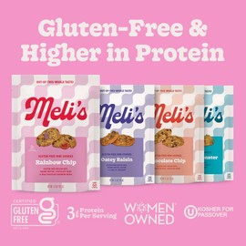 Meli’s Mini Cookies - Rainbow Chip - Gluten Free Snacks, Plant Based Oatmeal Cookie Rainbow Drops, Chocolate Chips, and Crunchy Peanut Butter, Homemade Style with Rolled Oats, Gourmet Flavor, 3-Pack Bundle