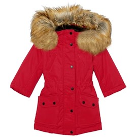 Urban Republic Baby Girls Heavyweight Ballistic Anorak Fur Jacket, RED