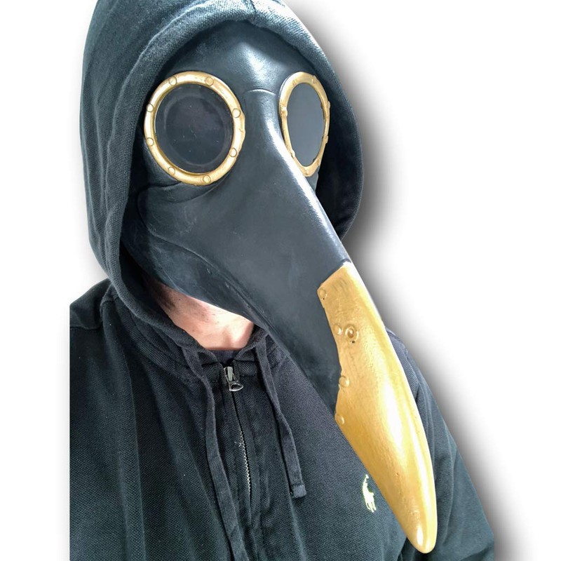 Johnniesfx Black & Gold Plague Doctor Latex Mask Steampunk Day