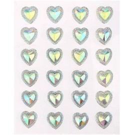 Crystals and Gems CraftbuddyUS 24pc 16mm Self Adhesive Pointed Resin AB Clear Heart Rhinestne Gems