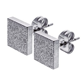 SMYKKO Aurinko Karkea Stud Earrings | Stainless Steel | Brushed | Women | Ladies | Girls | Steel | Earring | Square | Square, Stainless Steel