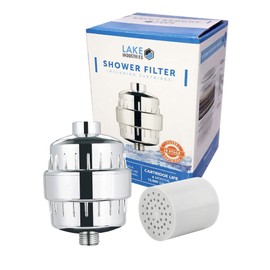 Lake Industries 15 Stage Universal Shower Filter | Hard Water Treatment, Removes Chlorine, Heavy Metals & Sediment, Vitamin C & Alkaline PH Balls | Includes 1 Replaceable Cartridge (1)
