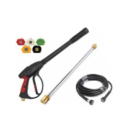 Cbhfmljd Pressure Washer Gun, High Pressure 3000PSI Car Power Washer Gun Spray Wand Lance Nozzle & Hose Kit, with 18” Extension Wand, 5 Spray Nozzle Tips