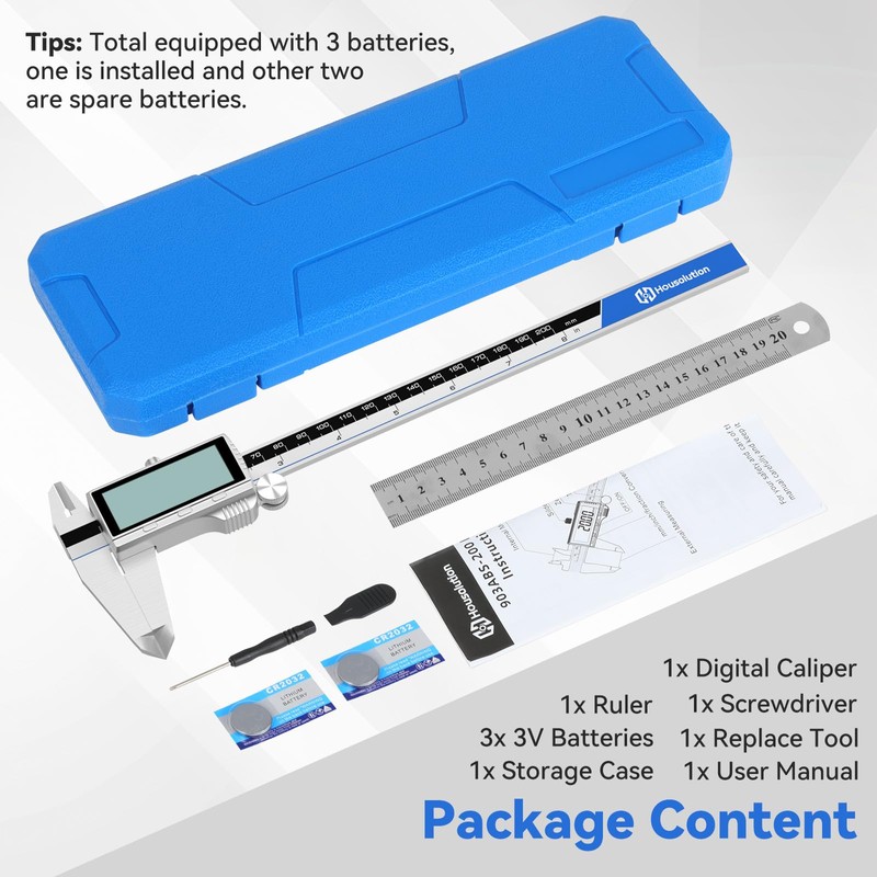 Housolution Digital Caliper, 8Inch Caliper Measuring Tool with Large LCD
