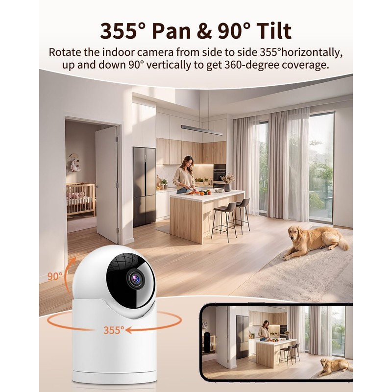 𝟐𝐊 Indoor Cameras for Home Security, for indoor Baby Pet