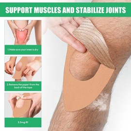 12 Stück Kinesiologieband für Knie, Kinesiotapes für Knie Tape Kinesio Tapes Kniebandage für Damen und Herren, Vorgeschnittenes Kinesiologieband für Knieschmerzlinderung Unterstützung (Hautfarbe)
