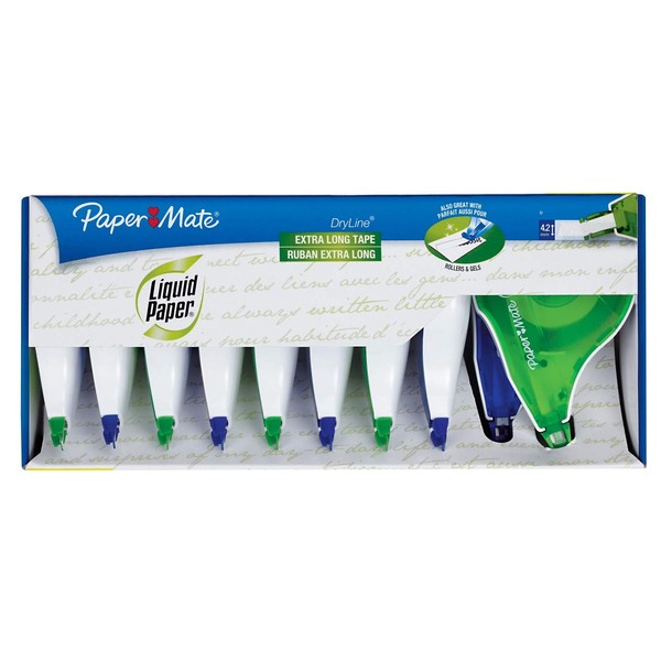 Paper Mate Liquid Paper DryLine, Extra Long Tape, Assorted Colors,
