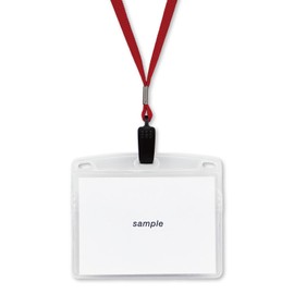 オープン工業 吊り下げ名札 ネームプレート 名札 カードホルダー ネームホルダー 10枚 チャック ソフトケース 赤 NL-21-RD