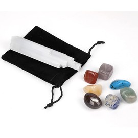 ANCLLO 7 Chakra Healing Energy Stone with Plaster Tower Set for Meditation, Reiki & Earthing - Cardboard Gift Box