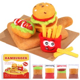 Doxiru Needle Felting Kit, 3 Pack Fast Food Needle Felt Beginner Kit Including Basic Needle Felting Tools, Instructions Needle Felt Craft Kit for DIY Home Decoration