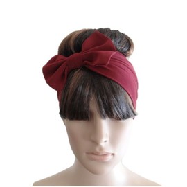 Handmade Burgundy Bow Headband. Bow Hairband. Head Wrap. Hair Wrap. Hair Covering.
