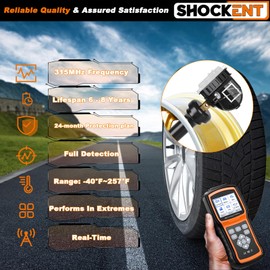 SHOCKENT 13598771 315MHZ TPMS Sensor Fits for:-Chevy Equinox 2007-2022, Malibu 2008-2015, Tahoe 2007-2020, Cruze 2011-2015; for:-GMC Yukon 2007-2020, Tire Pressure Monitoring System Sensor-4PCS