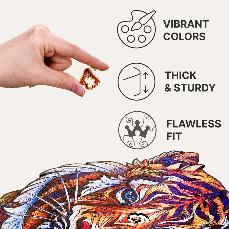 UNIDRAGON Wooden Jigsaw Puzzles - Lovely Tiger, 273 pcs, King