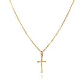 Annika Bella Cross Necklace, Length 16-18 Inches, Minimalist Crosses Jewelry, Everyday Jewel, Women's Necklaces, In Gold or Silver, Dainty Faith Gift for Her (Gold)