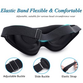 Blackout Sleep Mask for Women & Men，Silk Cooling Eye Mask for Sleeping，3D Contoured Cup Blindfold with Adjustable Strap for Home/Flight/Shift Work，Travel Essentials Bedroom Accessories(Black)