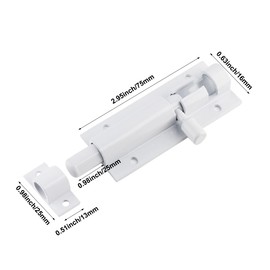 Cionyce 5 PCS Barrel Bolt Latch Heavy Duty Slide Lock, White Aluminum Alloy Slide Latch Door Lock Barrel Latch for Security Gate Slide Bolt, Garage Door Latches, Warehouse Shed Latches